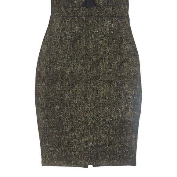 Windsor Elegant Black & Gold Metallic Strapless Mini Dress Size S Chico - Picture 5 of 13